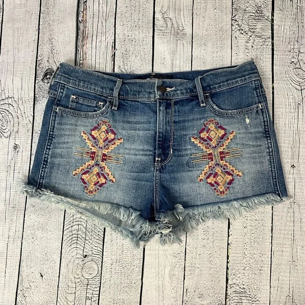HOLLISTER Embroidered Jean Shorts